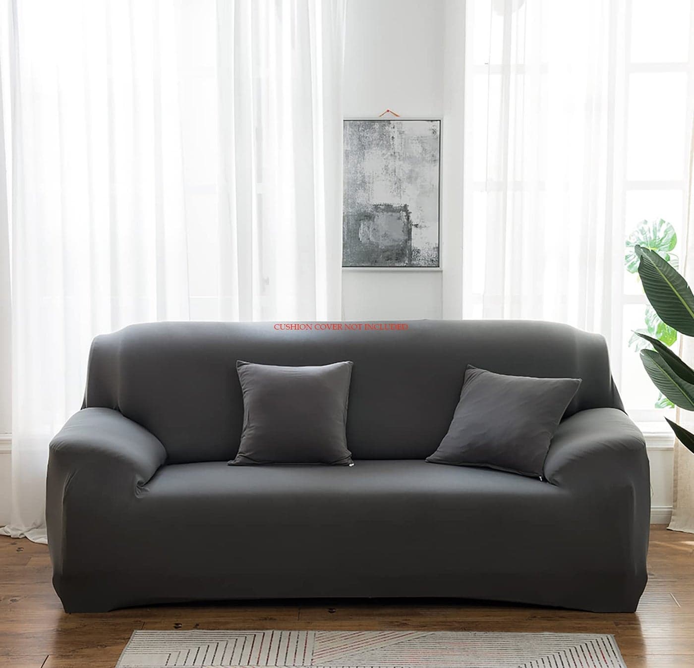 House of Quirk Polyester Universal Big Elasticity Cover for Couch Flexible Stretch Sofa Slipcover (Dark Grey, Triple Seater, 190-230 cm)