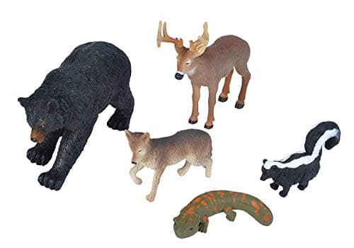 Wild Republic Skunk Black Bear Deer Coyote Salamander Kids Gifts Educational Toys Wilderness Polybag 5Pieces Wilderness Series 1