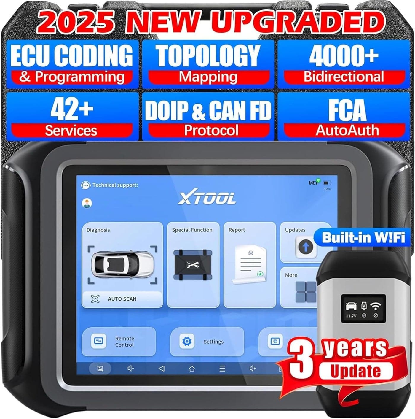 XTOOL D9S Pro Automotive Diagnostic Tool Wireless Bidirectional OBD2 Scanner with ECU ProgrammingCoding HighEnd Scan Tool with Topology 45 Resets Full System PMI FCACAN FDDoIP 3Yr Update