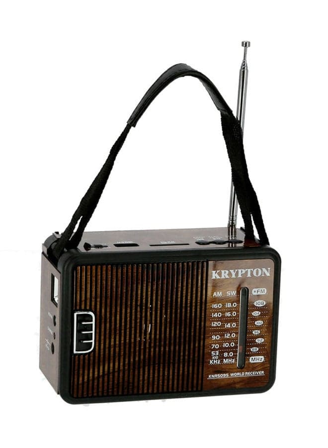 Portable Radio with Excellent Sound Quality, 8 Bands, BT/USB/SD/BT , Rechargeable, Lightweight and Stylish Retro Design KNR5095 Brown/Black/White