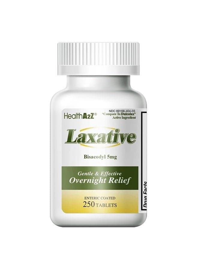 Laxative Bisacodyl 5mg | 250 Counts | Gentle and Fast Overnight Relief for Constipation