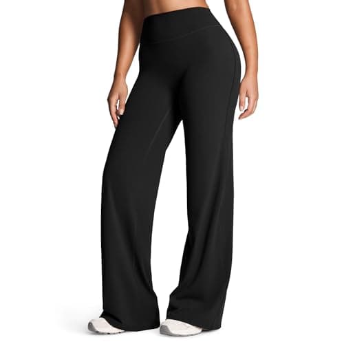 Aoxjox Women's Workout Athlenza Straight Leg Bottoms High Waist Lumastretch™ Gym Yoga Pants 35" (Black, Small)