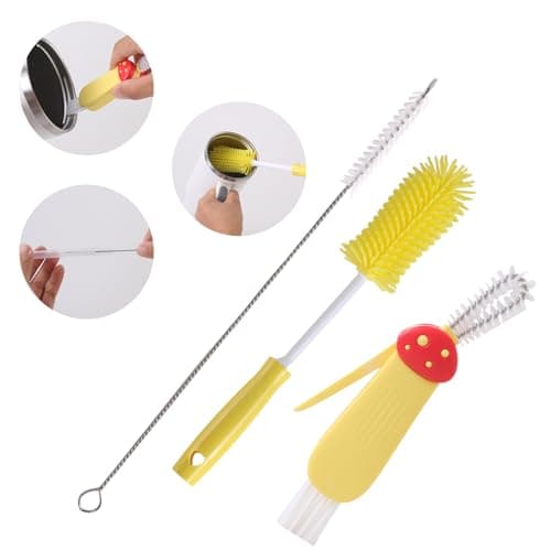 3 Pack Cleaner Brush Kit for Stanley Bottle Cleaner Brush Set with Straw Brush Cleaner and Cup Lid Cleaning Brush for Stanley Cup Tumbler Cups Drinking Glass Yellow