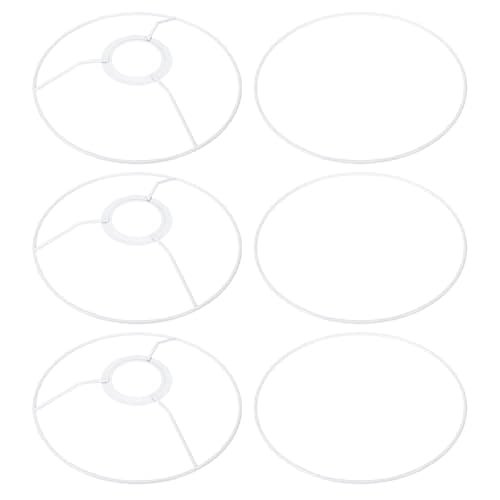 PATIKIL 7 Inch E26 E27 Lamp Shade Ring Frame with European Fitter, 3 Pack Lampshade Holder Wire Frame DIY Drum Ring for Table Floor Lamp White
