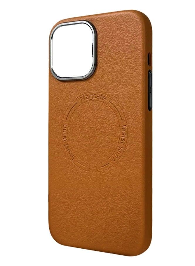 Case for iPhone 12/12 Pro Fashion Leather Magnetic Cover Orange