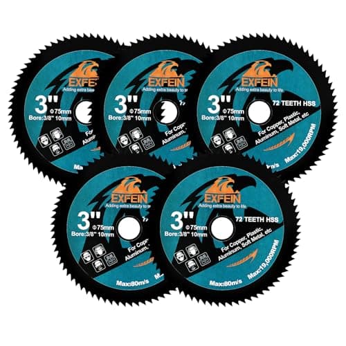 EXFEIN 3 Inch HSS Circular Saw Blade 5pcs, High-Speed Steel Saw Blade for Cutting Soft Metal Copper Aluminum Wood Plastic Diamond Disc