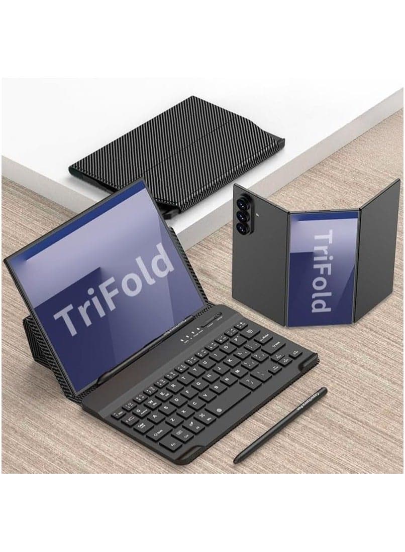 Compatible with Samsung Galaxy Z TriFold Keyboard,Portable Mini Bluetooth Magnetic Keyboard with Leather Stand Case and Pen For Z TriFold