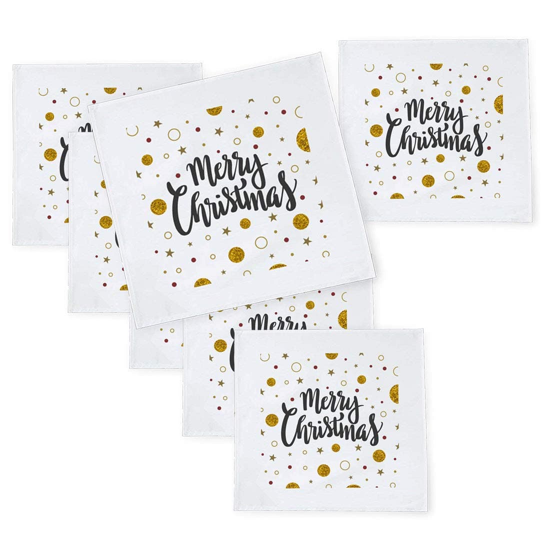 Khakee 6 Pcs Christmas Theme Tafta Silk Table Napkins 10x 10 for Xmas Decoration Christmas OrnamentsChristmas Gift npxmas274P