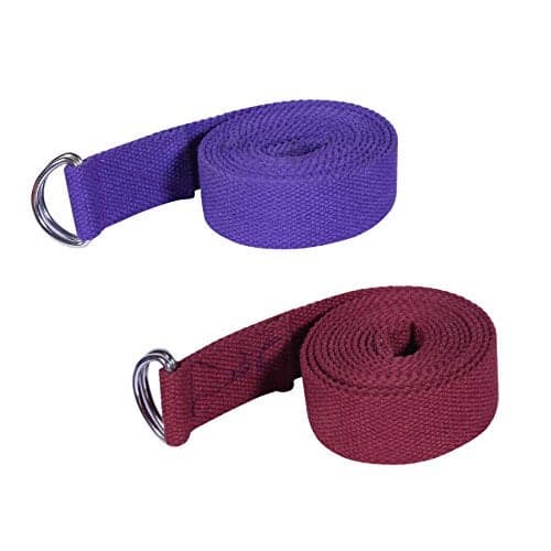 Footmate 8 FT Long Pack-2 Yoga Belt For Exercise, Durable Material With Adjustable D-Ring Buckle, Props Rops For Safe- Challenging Yoga Posture, Purple Maroon Yoga Strap For Men-Women-Width- 1.5 inch