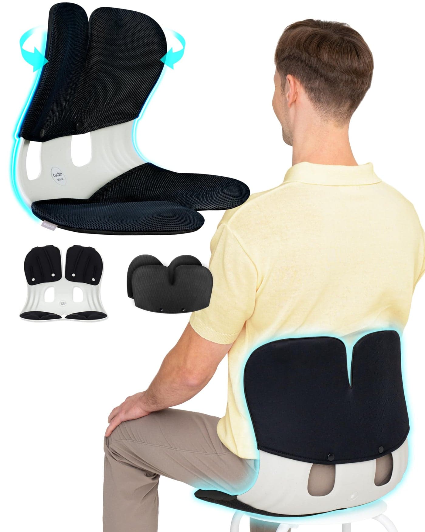 curble GRANDExtra WideSturdy COVER SET Ergonomic Back Support Chair with Detachable Cover Lumbar Support for Posture Correction Lower Back Pain Relief Perfect for Home OfficeSet Black