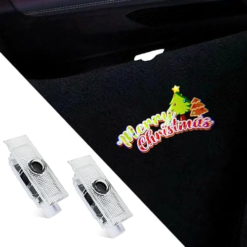 2 PCS Car Door Logo Lights Compatible for Dodge Challenger 2015-present Courtesy LED Ghost Shadow Light Projector Lamps Accessories (Merry Christmas)