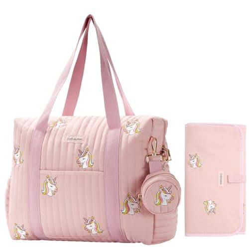 GOBABYMART 3pc Diaper Bag Tote Set, Hospital Bag for Labor & Delivery, Maternity Travel Bag with Changing Pad & Pacifier Case