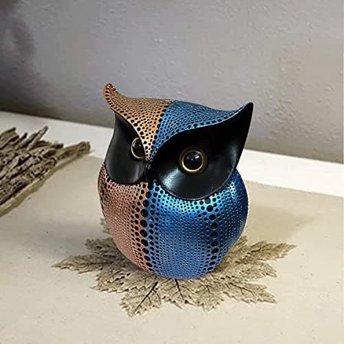 Xtore® Modern Classy Lucky Owl Resin Art Figure Showpiece -(Pack of 1, Pink & Blue)