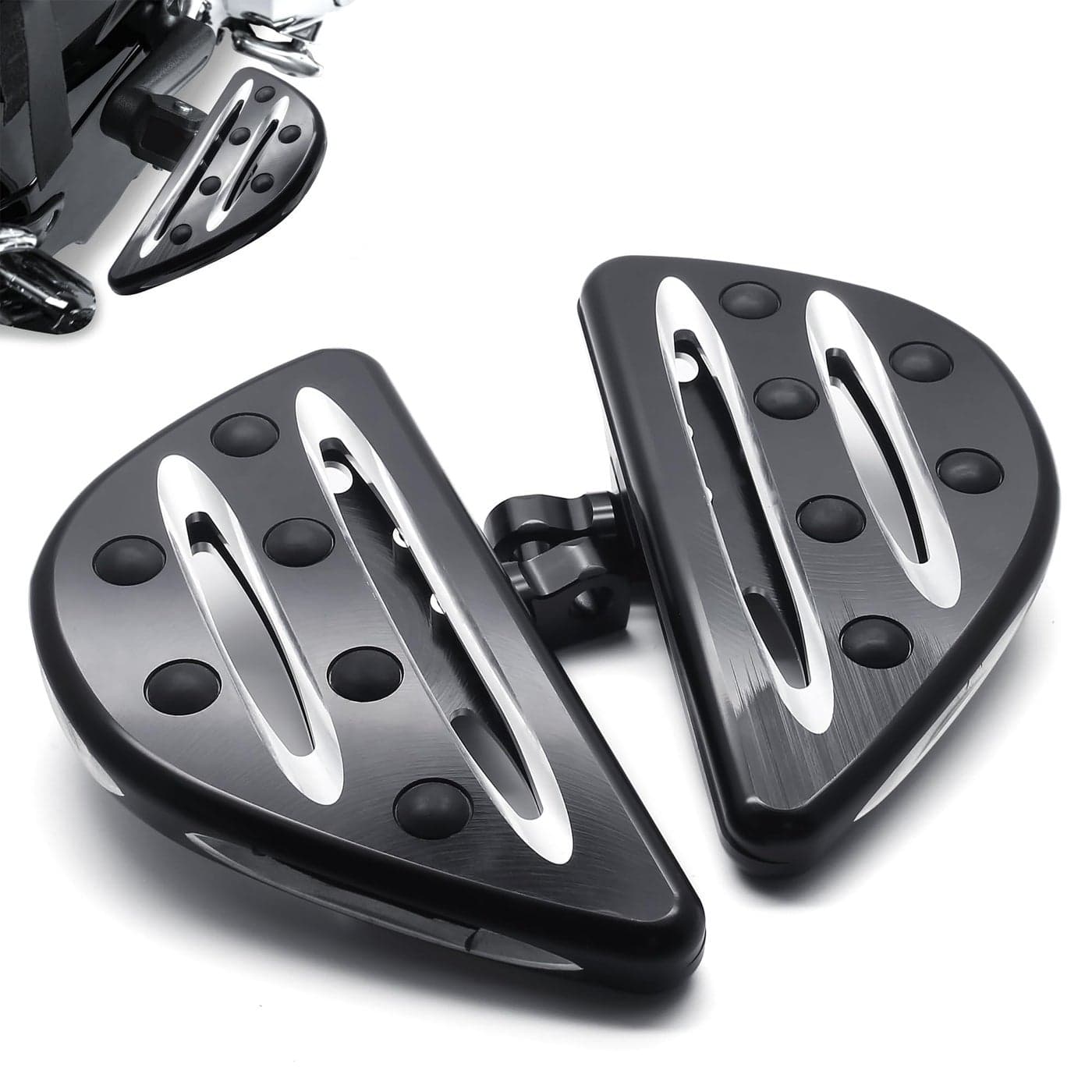 MZS Motorcycle Foot Pegs Adjustable Male Cruiser Front Floorboards Touring Rear Footboards Black Compatible with Sportster Softail Dyna V Rod Road Glide Electra Street Glide Road King Trike 8424