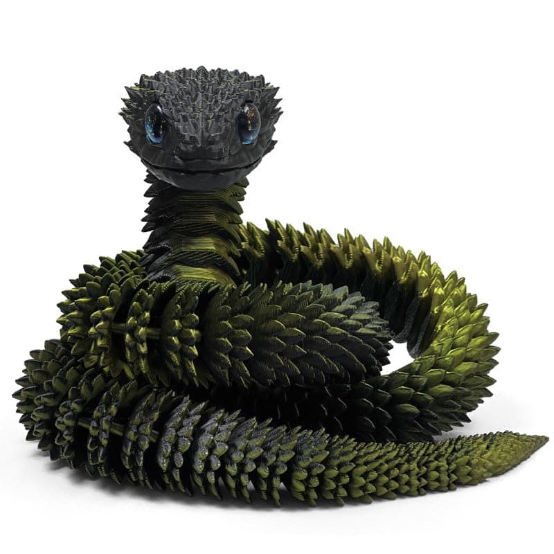 30 Inch 3D Printed Snake Movable Articulated Snake Perfect 3D Printed Animals for Educational Toys MustHave Toys for Kids and Collectors Home Office Executive Desk Decor Black Gold