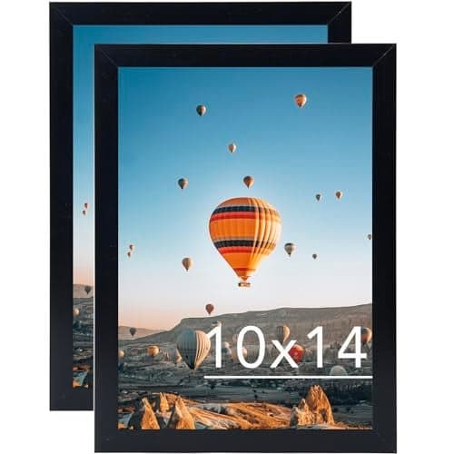 JCJMY 10x14 Picture Frame Set of 2 Black for Wall Hanging, Wall Mounting Horizontally or Vertically, 10 x 14 Wall Gallery Poster Photo Frame with Shatter Resistant Plexiglass,2 Pack, Black