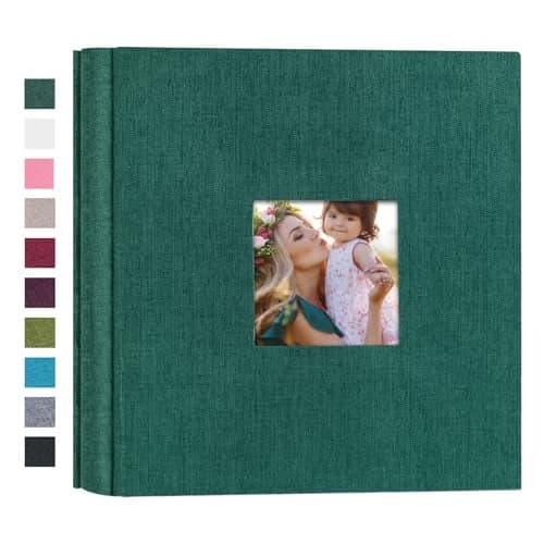 Mublalbum Small Photo Album 4x6 200 Photos Linen Cover Picture Book with Horizontal Pockets for Wedding Family Anniversary and Baby (Dark Green)