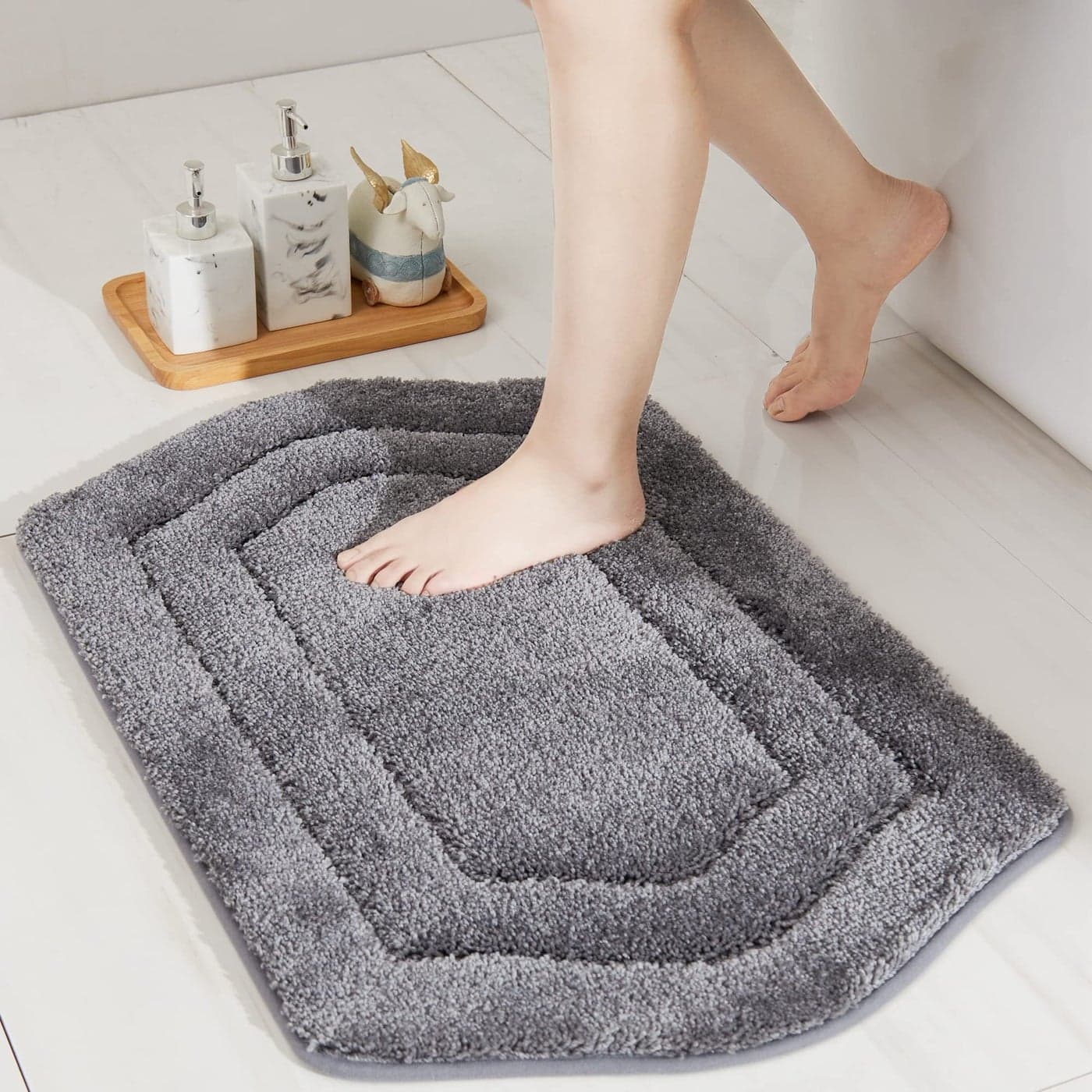 COSY HOMEER Extra Thick Bath Linen Sets Rugs for Bathroom AntiSlip Bath Mats Soft Plush100 Strong Polyester Living Room Bedroom Water AbsorbentGrey20x32 Inches