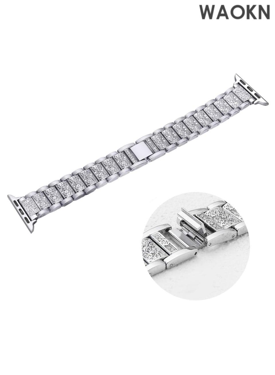 Bands Compatible with Apple Watch Band46mm/45mm/44mm/49mm Iwatch Series 10/9/8/7/6/SE/5/4/3/2/1, Women Metal Rhinestone Dressy Replacement Wristband, Silver Sparkling Bling Bling Bracelet Wristband for Ladies Girls Fashion Accessory"