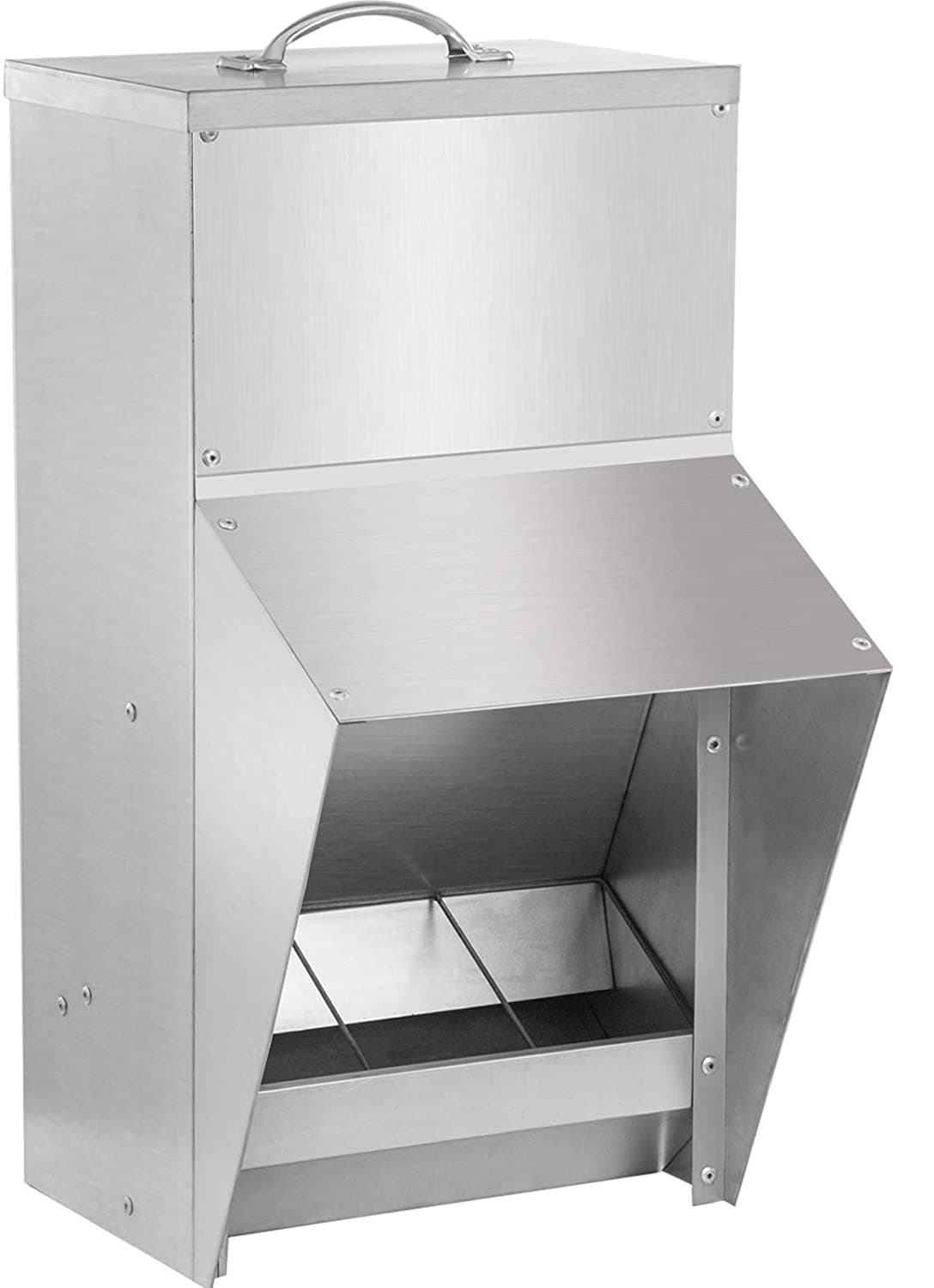 shengyi 11555lbs Galvanized Chicken Feeder Rat Proof Poultry Feeder with Lid Weatherproof Outdoor Coop Food Dispenser 115lbs 83x63x129in