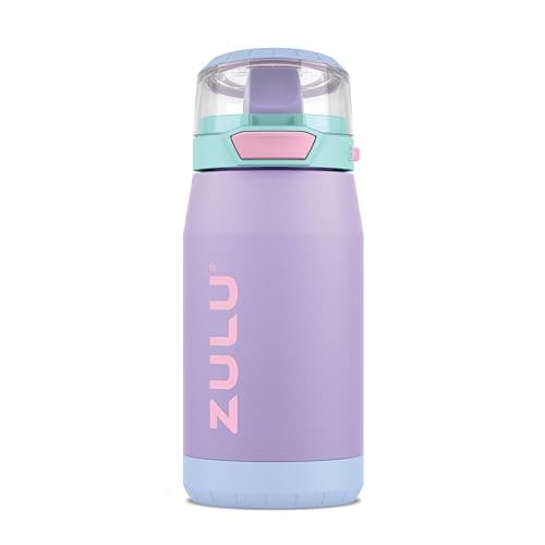 ZULU Kids Flex 12oz Stainless Steel Insulated Water Bottle, Toddler Cup with Silicone Spout, Leak-Proof Locking Flip Lid and Carry Loop for School Backpack, Lunchbox, and Outdoor Sports, Sugar Fairy