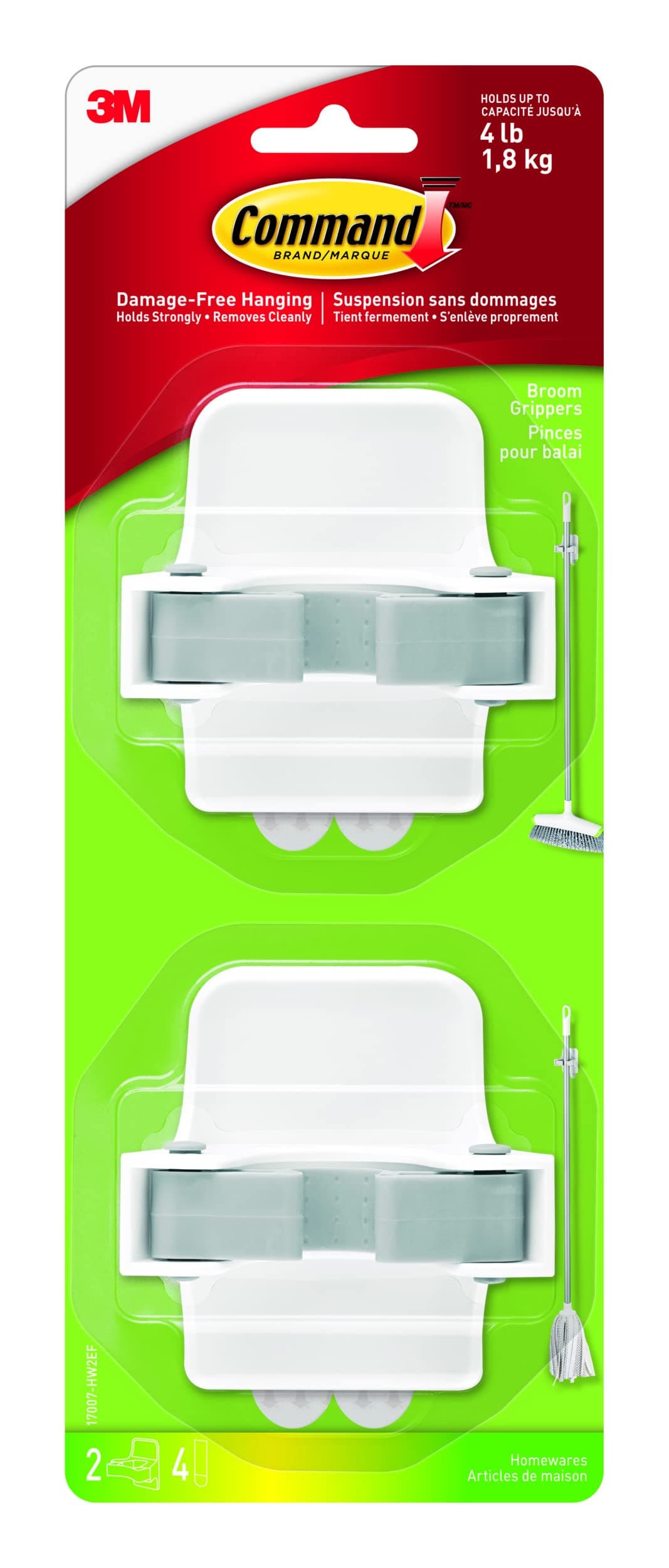 2 Pack Adhesive Broom Gripper Clips