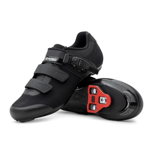 Tommaso Strada 200 Knit Ready-to-Ride Mens Peloton Cycle Shoes—Road Bicycles & Indoor Cycling Shoes for Bikes with Delta Cleats—Explore Mens Bike Accessories—Black—Buckle Straps—Size 9US—42EU