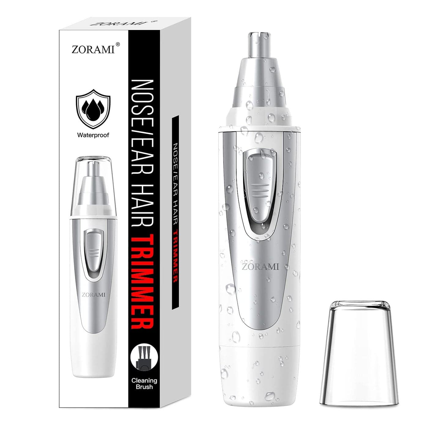 Ear and Nose Hair Trimmer Clipper 2025 Professional Painless Eyebrow Facial Hair Trimmer for Men Women BatteryOperated Trimmer with IPX7 Waterproof Dual Edge Blades for Easy Cleansing White