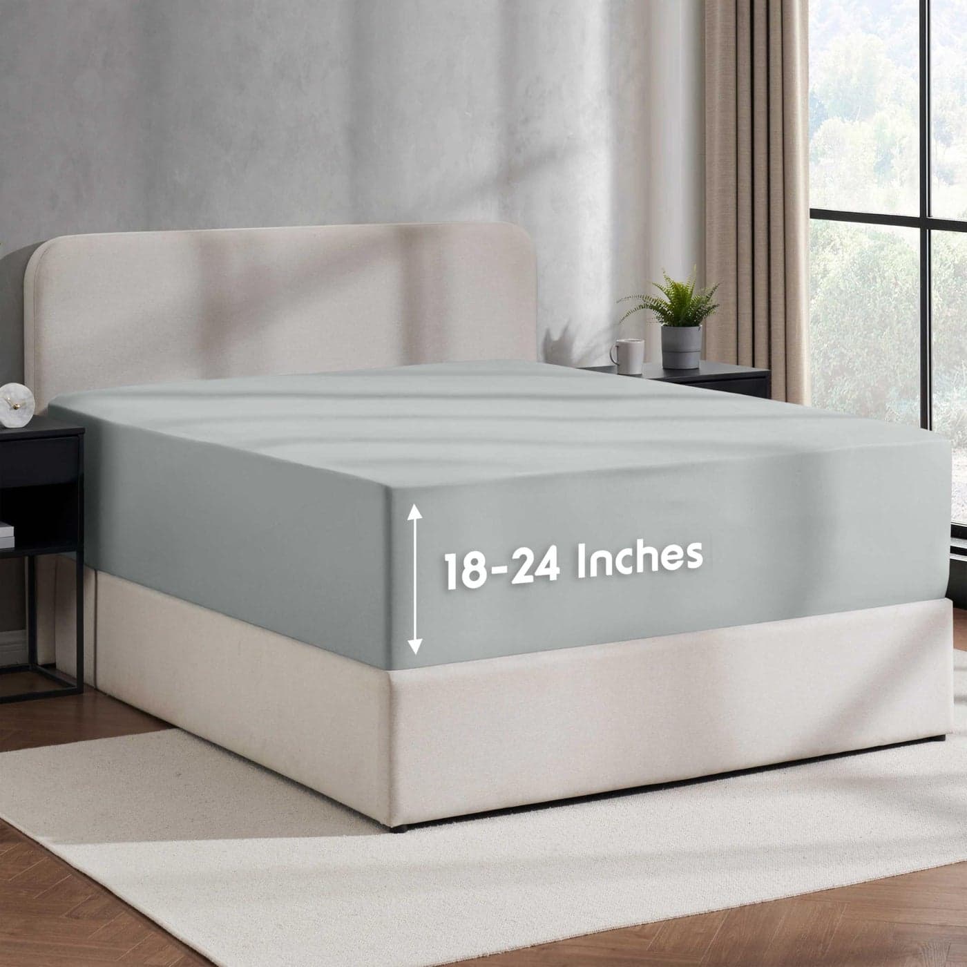 Nestl Light Grey Extra Deep Pocket Twin Fitted Sheet Kids Luxury Twin Size Fitted Sheet Only Easily Fits 18 to 24 Inch Mattress Super Soft Wrinklefree and Breathable Bed Sheets with Corner Straps
