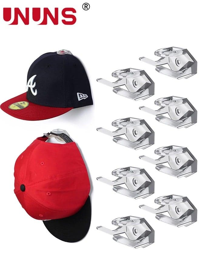 Adhesive Hat Hooks For Wall,8-Pack Hat Rack For Baseball Caps, Minimalist Hat Display,Hat Hangers For Closet Bedroom,Clear