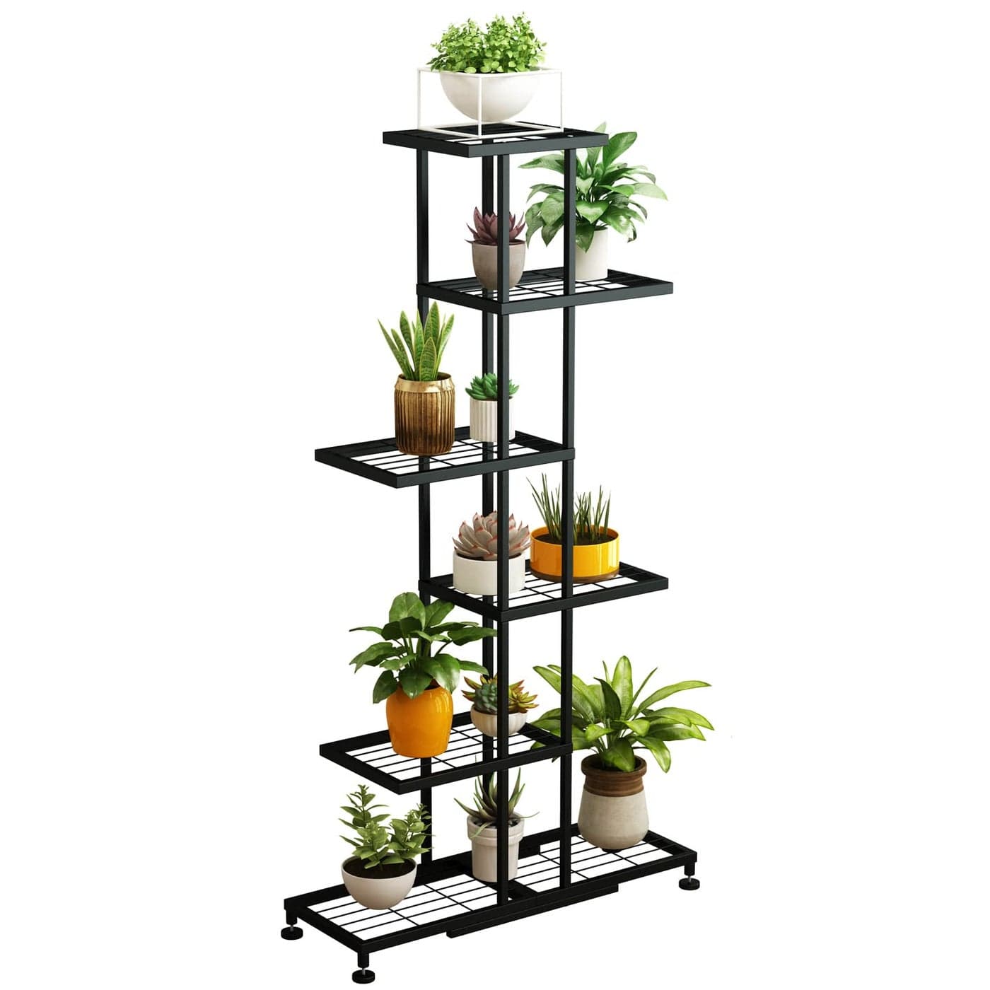 Metal Plant Stand 6 Tier 12 Potted Upgrade Multiple Plant Rack Shelf Organizer Indoor Planter Display Shelving Unit for Patio Garden Corner Balcony Living Room