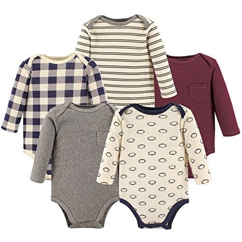 Hudson Baby baby girls Cotton Long-sleeve Bodysuits Bodysuit, Burgundy Football, 0-3 Months US