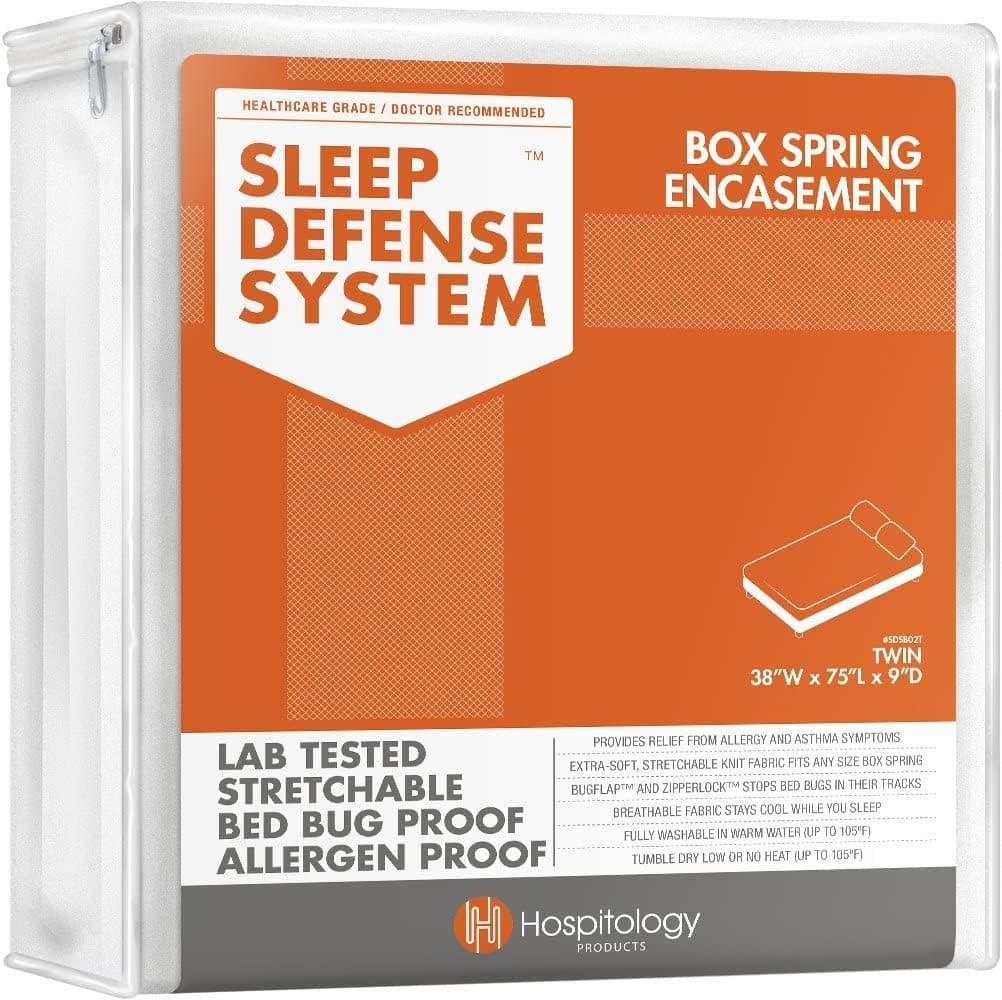 HOSPITOLOGY PRODUCTS Box Spring Encasement Zippered Bed Bug Dust Mite Proof Hypoallergenic Sleep Defense System Split King 39 W x 80 L Set of 2 Split Low Profile 6