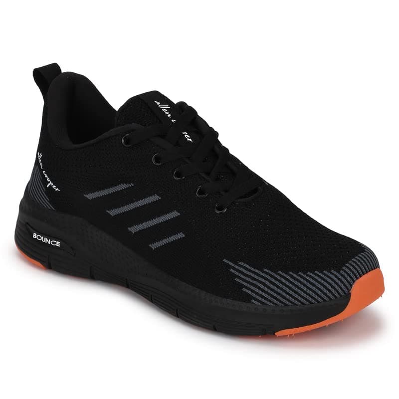 Allen Cooper Training,Road Running,Cricket,Gym,Sports Comfortable Extra Max Cusion with Memory Foam Insole Running Shoes for Men(457-BLACK/Size-8)
