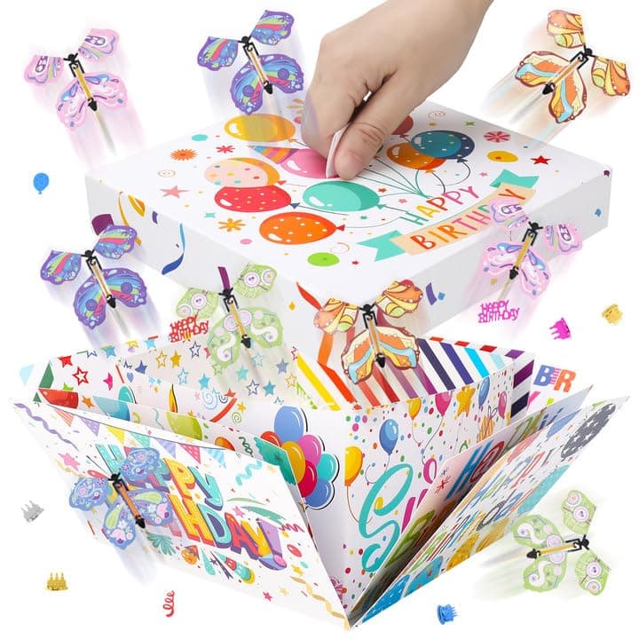 XLSXEXCL Birthday Explosion Gift Box Flying Butterfly Surprise Gift Box Surprise Butterfly Explosion Box DIY Exploding Gifts Box for Birthdays Wedding Mothers Day Anniversaries 79x79x51in