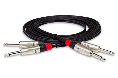 Hosa HPP-015X2 Pro Stereo Interconnect, Dual REAN 1/4" TS to Same, 15 Feet