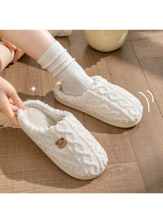 Women's Fuzzy Slip-on Slippers Warm Cozy Soft Lightweight Memory Foam Indoor House Shoes with Anti-Skid Rubber Sole for Indoor and Outdoor