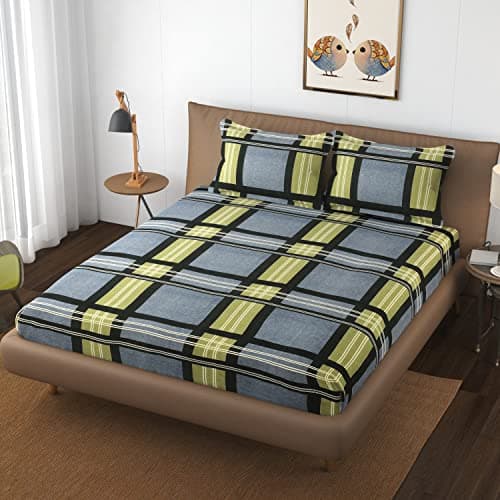 RJ Products™ Heavy Glace Cotton Bedsheet with 2 Pillow Covers Fast Color