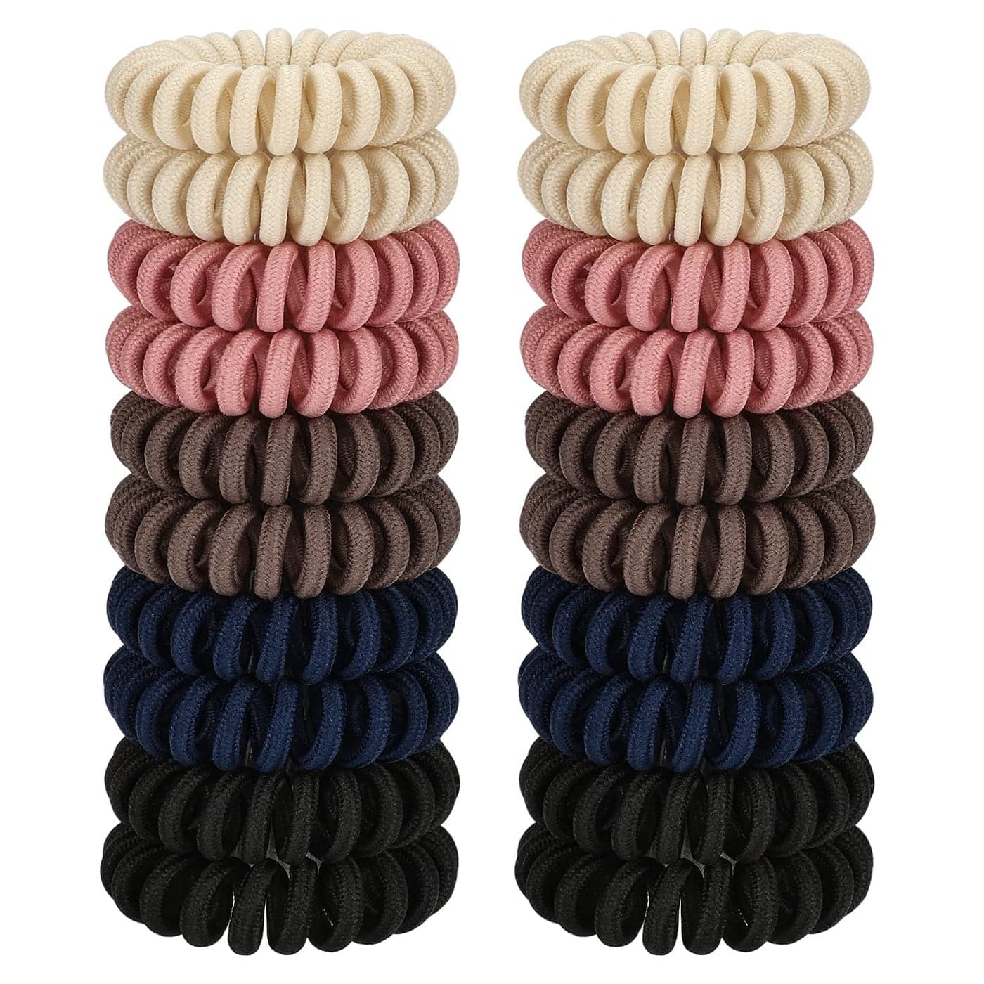 JessLab Spiral Hair Ties 20 Pcs Traceless Phone Cord Hair Ties No Crease Spiral Bracelet Plastic Coil Ponytail Holders NoDamage Headband Hair Accessory for Girls Women Ladies Gift Fabric Covered