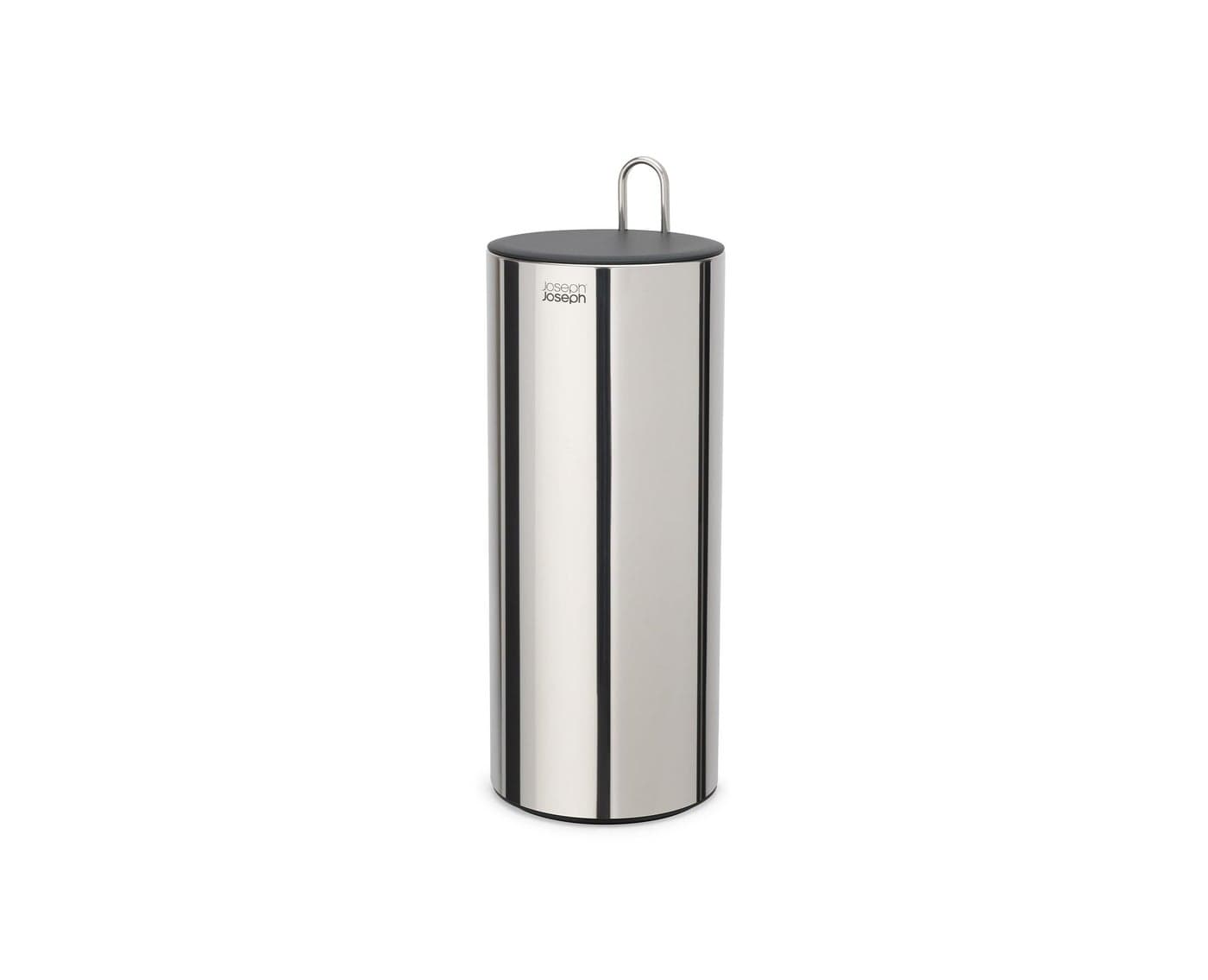 Joseph Joseph EasyStore Luxe Stainless Steel Concealed Toilet Paper Holder Stand Storage with Lid, Hods up to 3 Rolls