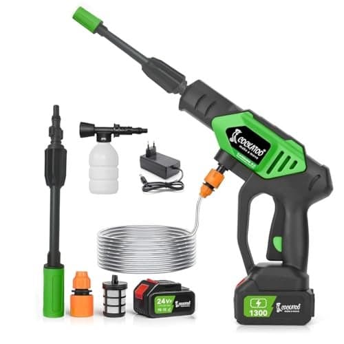 Cockatoo CarShine2.0 Rechargeable Pressure Washer Gun 21V Single Battery 20Bar Pressure 5Lmin Flow Copper Binding Motor 2 in 1Nozzle Portable Car Bike Garden Cleaner Cordless High Pressure Washer