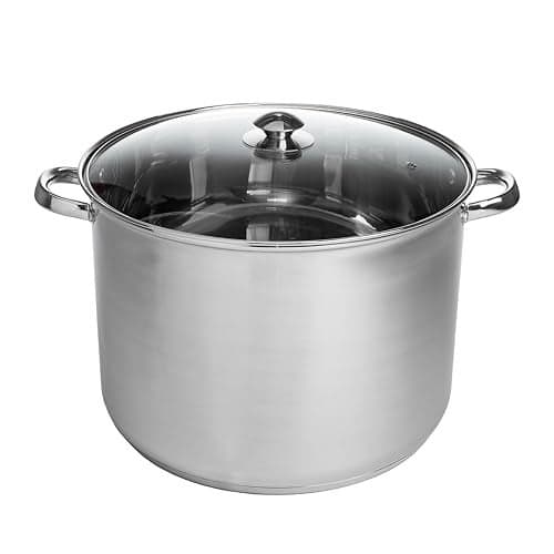 Ecolution Stainless Steel Stock Pot, Encapsulated Induction Ready Cooking Pot with Glass Lid, Oven Safe, Dishwasher Safe Soup Pot, 24-Quart