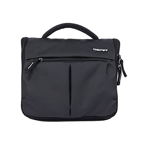 Gear Polyester Sauve Toilet 6L Small Waterproof Makeup Pouch/Toilet Kit/Toiletry Bag/Travel Bag/Travel Pouch with Wall Hanging Loop (Black -White)