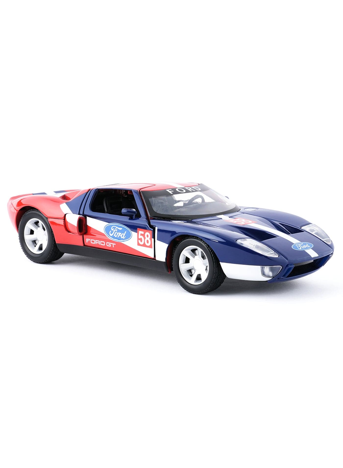Motormax 1:24 Ford GT Concept GT Racing Die-Cast Model Car – Red & Blue, Opening Doors, Detailed Interior, Rubber Tires, Free-Wheeling, True-to-Scale Collectible