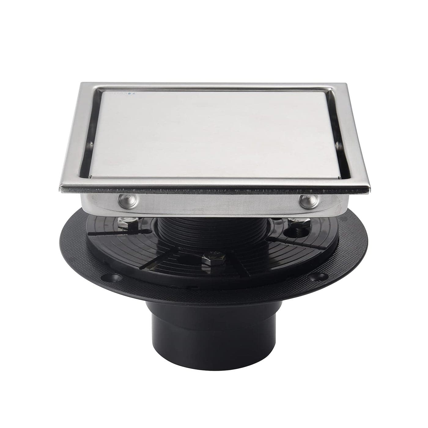 SISEHO 6 Inch Square Invisible Shower Floor Drain Brushed Nickel Detachable Bathroom Floor Drain Flange Insert Tiles for Filtering in The Grille Plate Cover SUS304 Stainless Steel