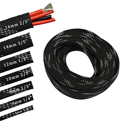 30ft PET Expandable Sleeving Wire Cable Sleeve (1/2", Silver&Black)