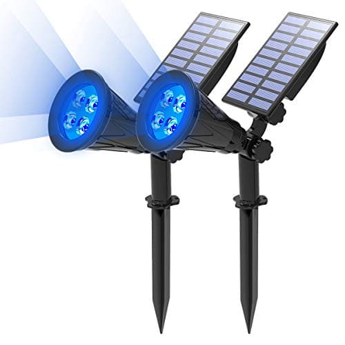 T-SUN Blue Solar Spotlights, Solar Lights Outdoor Waterproof, Auto ON/Off Adjustable Solar Garden Pond Lights for Tree, Patio, Yard, Garden, Driveway, Stairs, Pool Area (Blue- 2 Pack)