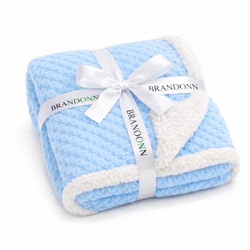 BRANDONN Premium Baby Blanket 100×75 cm – Ultra Soft Flannel Sherpa Newborn Blanket for Winter, AC, Stroller, Crib, Travel (0-12 Months)