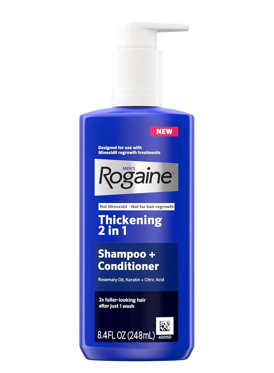 Men's Thickening 2 in 1 Shampoo + Conditioner, Hair Thickening Shampoo & Conditioner with Rosemary Oil, Keratin & Citric Acid Leaves Hair Visibly Thicker, Not Minoxidil, 8.4 fl. oz