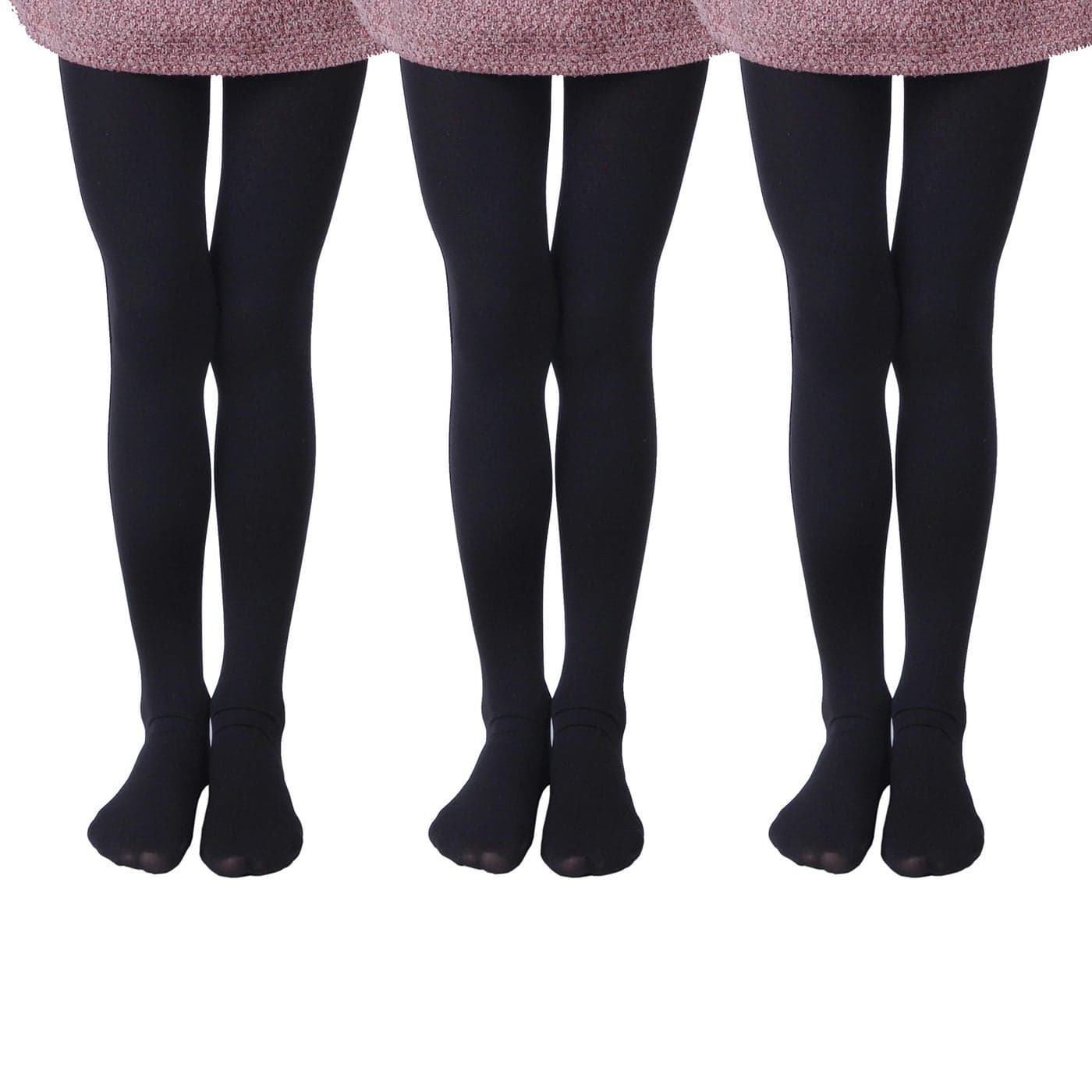 EVERSWE 3 Pairs Pack Girls Microfiber Tights (Black, 8-10)
